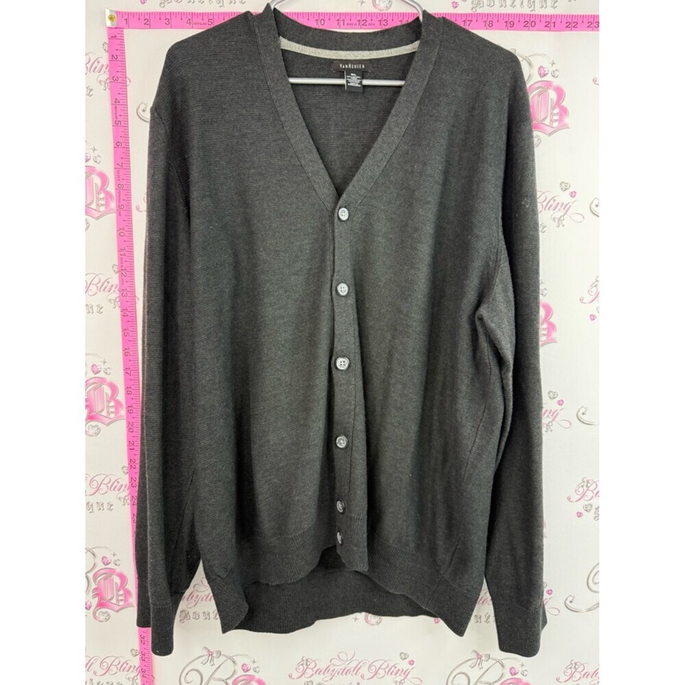 Van Heusen cardigan charcoal black dark Gray V-Neck Button Cardigan